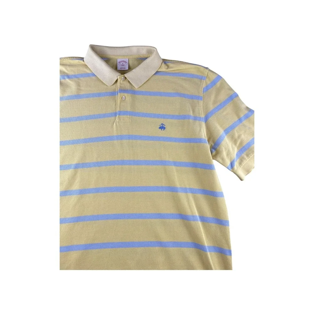Brooks Brothers Mens XL Yellow Blue Striped Polo Shirt Original Fit‎ Cotton